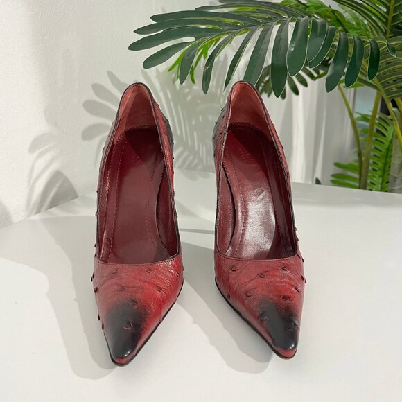 Gucci by Tom Ford Red Ostrich Pointed Toe Pumps size 7 - Picture 3 of 10